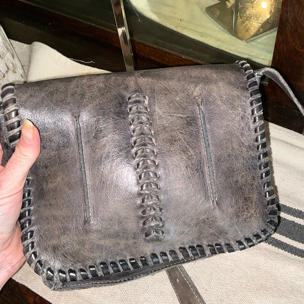 Bed Stu Leather Frankie Crossbody Bag Black Rustic Brown Retail $175 - Picture 3 of 15